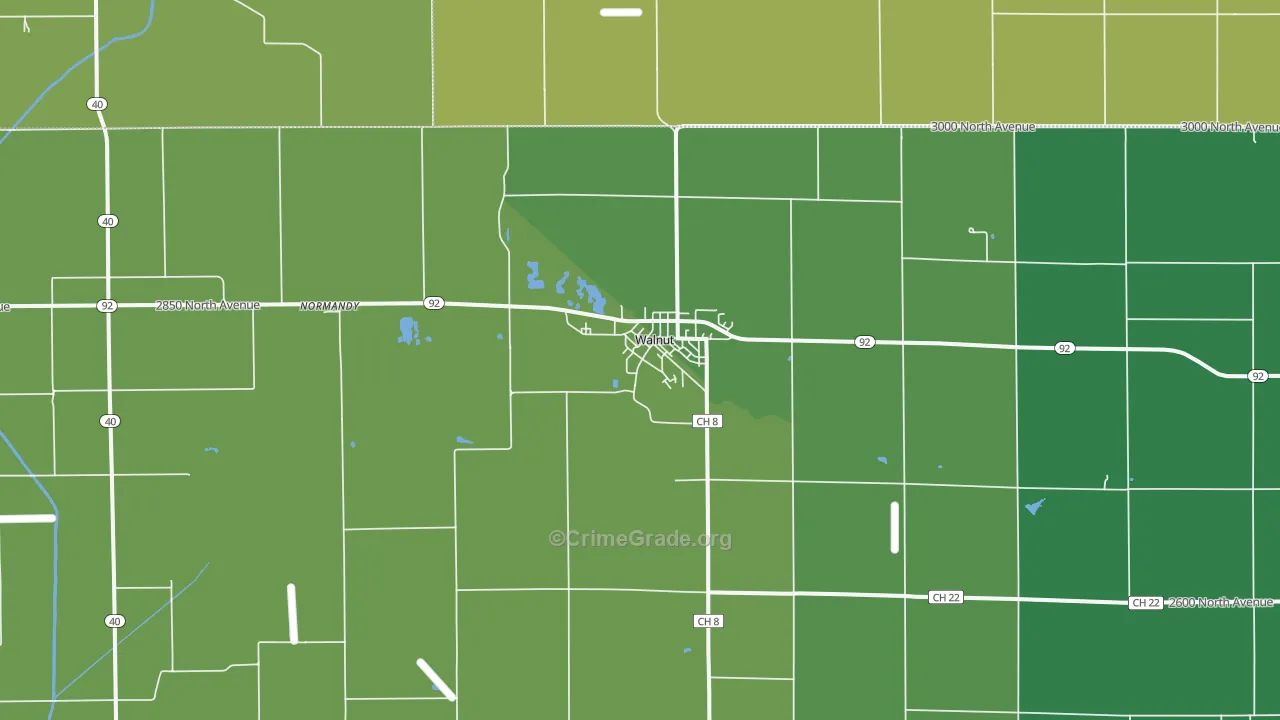 Walnut, IL Map of Drug-Related Crime Rates