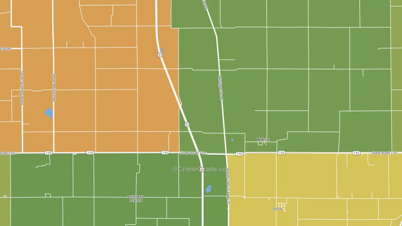 Walnut, IN Map of Drug-Related Crime Rates