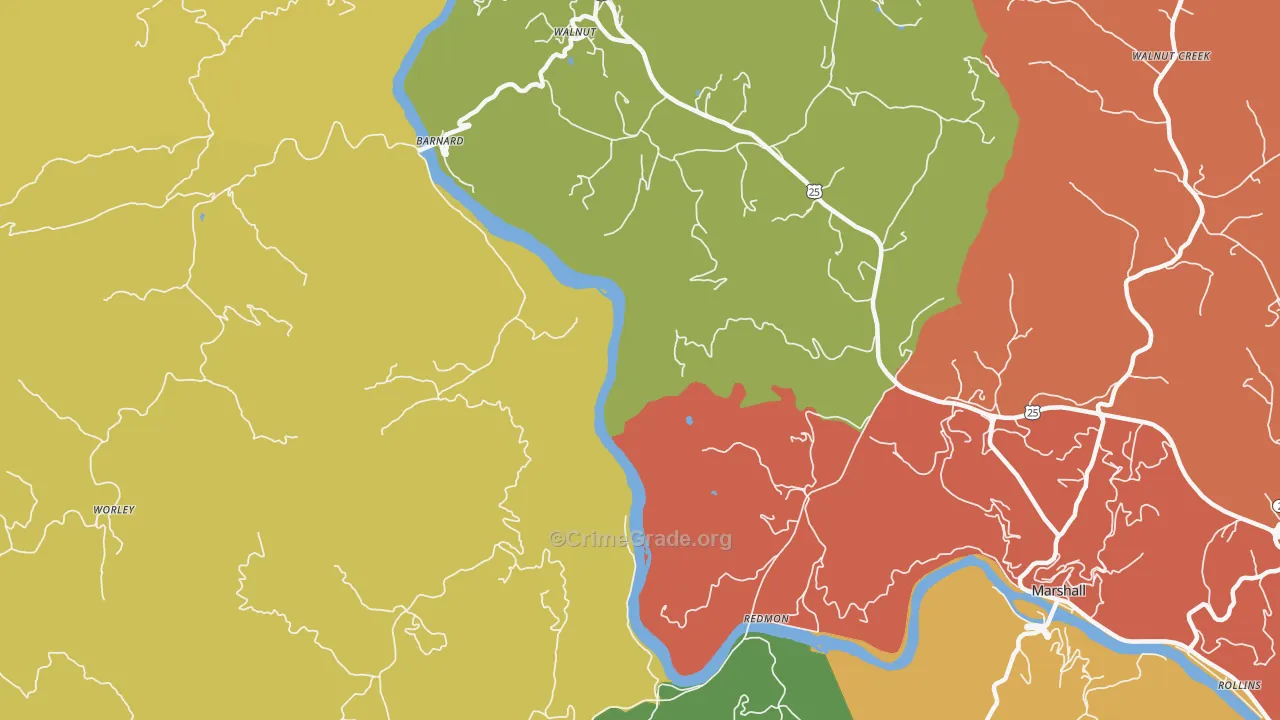 Walnut, NC Map of Drug-Related Crime Rates