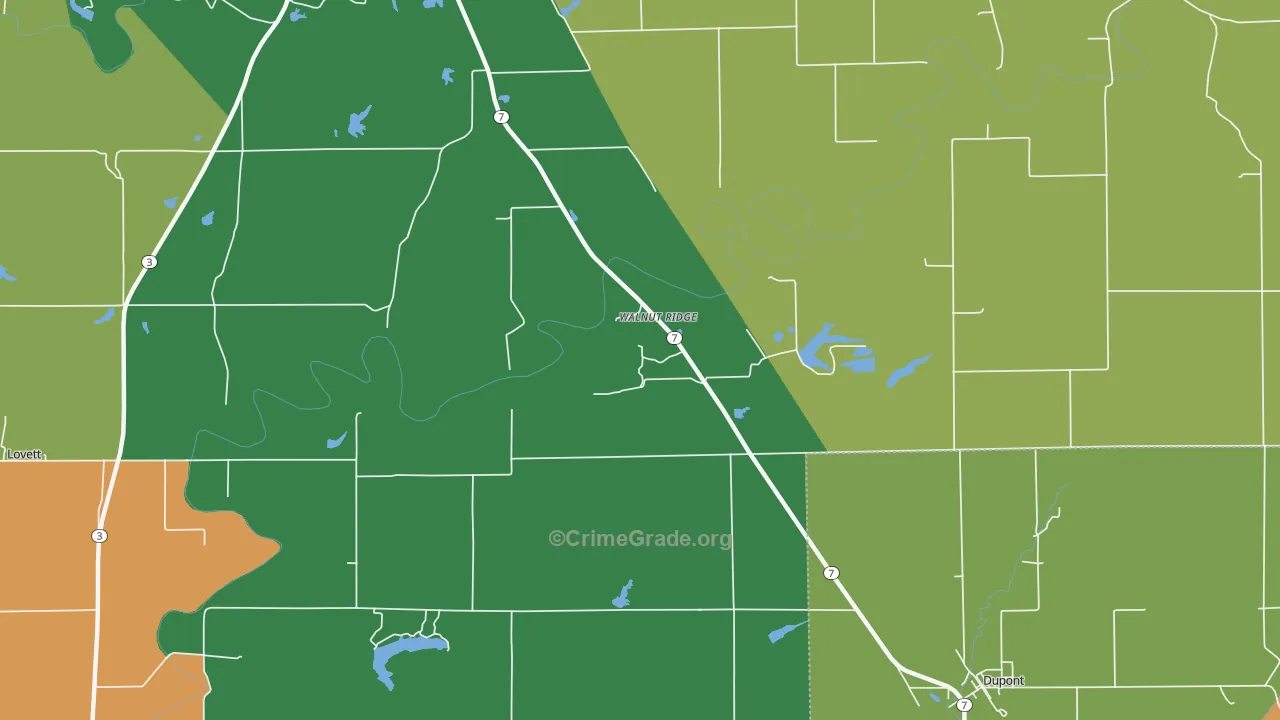 Walnut Ridge, IN Map of Drug-Related Crime Rates