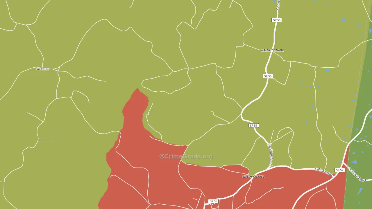 Walnut Shade, TN Map of Drug-Related Crime Rates
