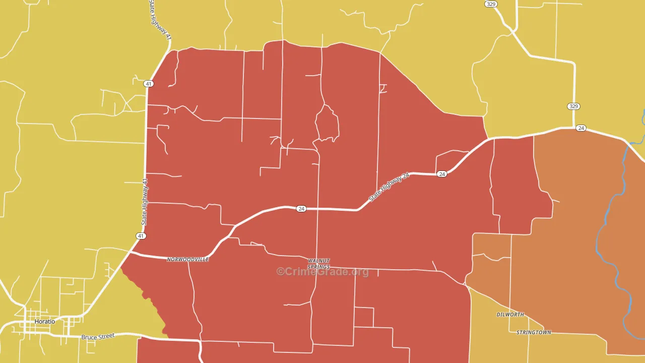 Walnut Springs, AR Map of Drug-Related Crime Rates