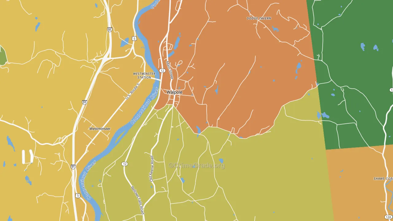 Walpole, NH Map of Drug-Related Crime Rates