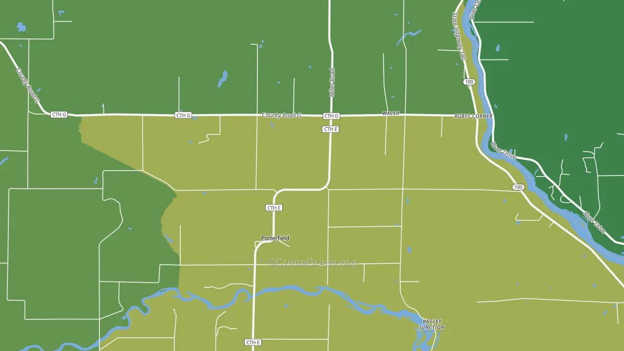 Walsh, WI Map of Drug-Related Crime Rates