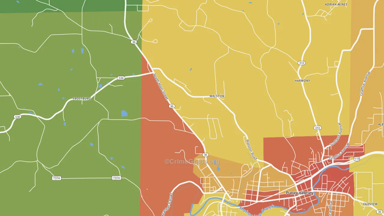 Walston, PA Map of Drug-Related Crime Rates