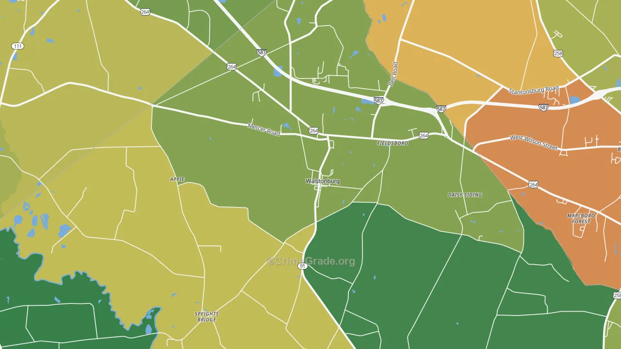 Walstonburg, NC Map of Drug-Related Crime Rates