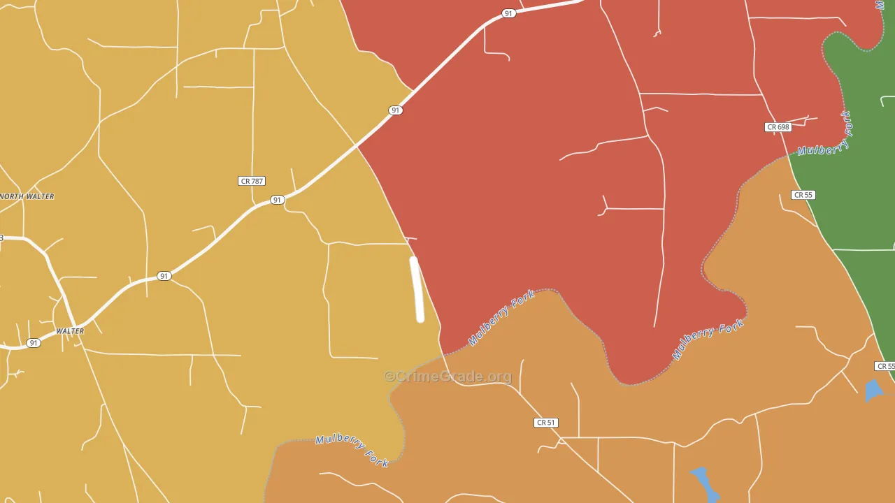 Walter, AL Map of Drug-Related Crime Rates