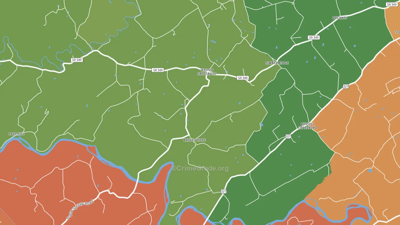 Walter Crossroad, TN Map of Drug-Related Crime Rates