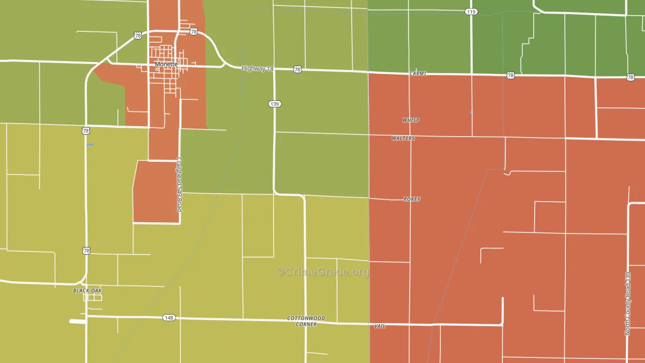 Walters, AR Map of Drug-Related Crime Rates