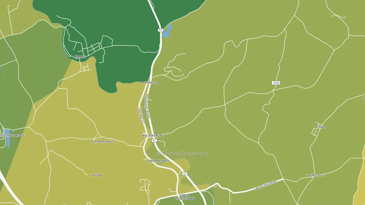 Waltersburg, PA Map of Drug-Related Crime Rates