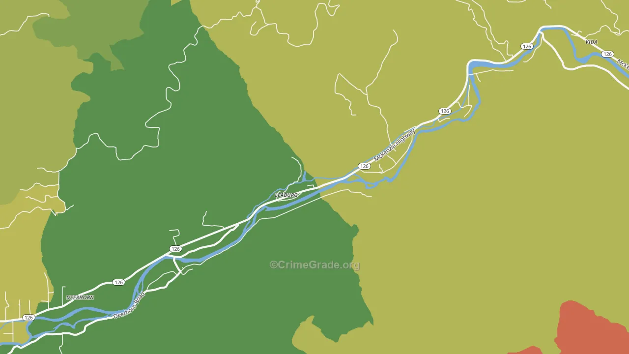 Walterville, OR Map of Drug-Related Crime Rates