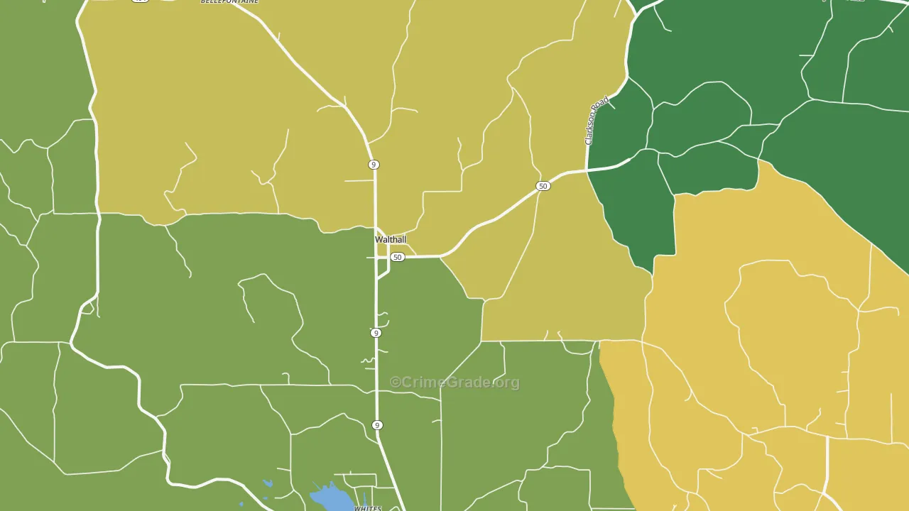 Walthall, MS Map of Drug-Related Crime Rates