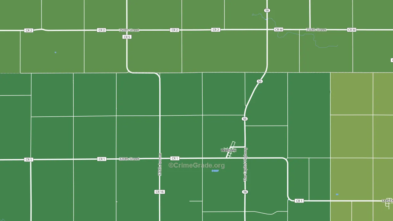 Waltham, MN Map of Drug-Related Crime Rates