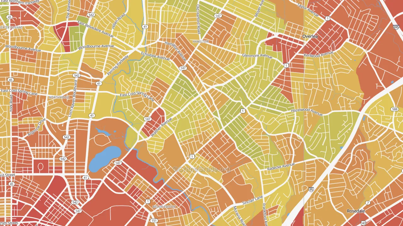 Waltherson, Baltimore, MD Map of Drug-Related Crime Rates