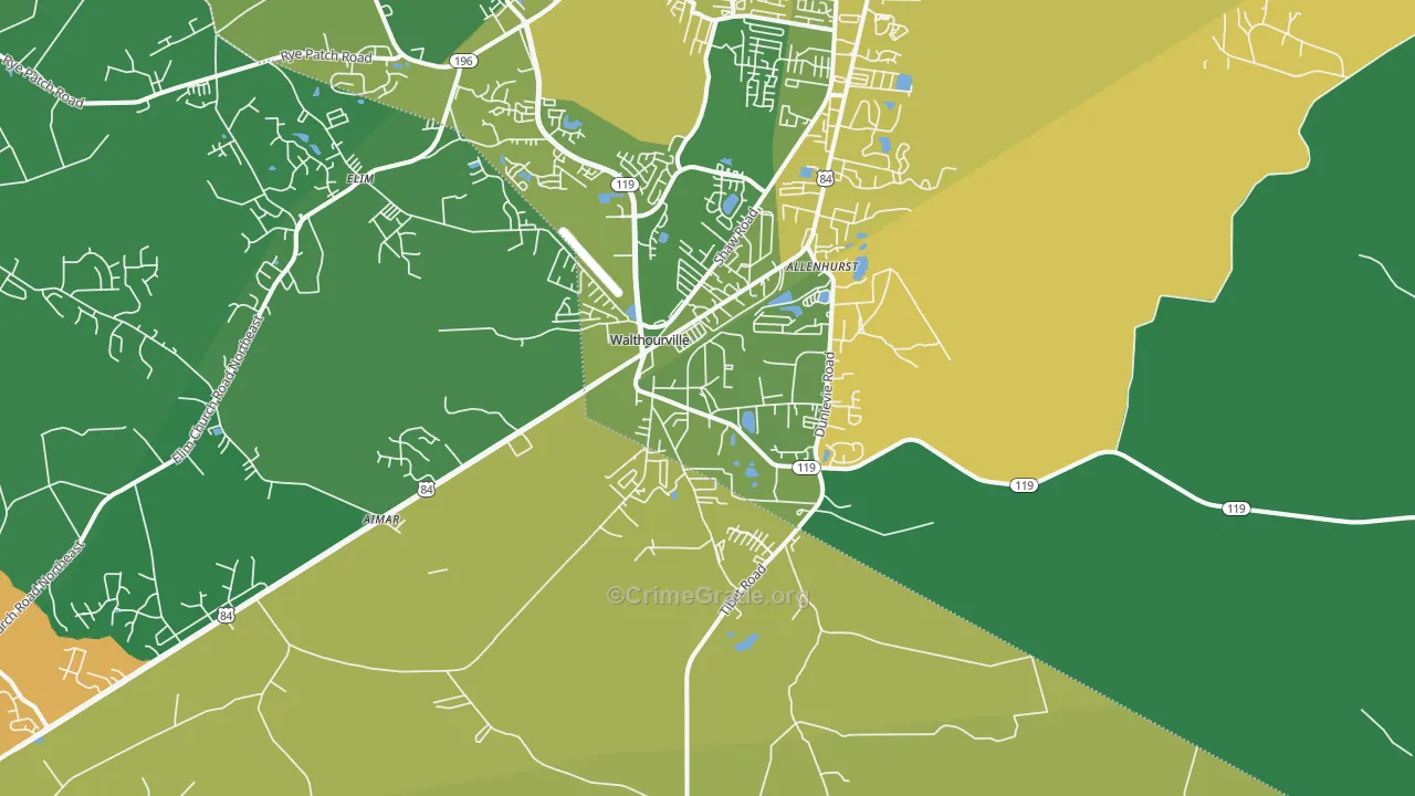 Walthourville, GA Map of Drug-Related Crime Rates