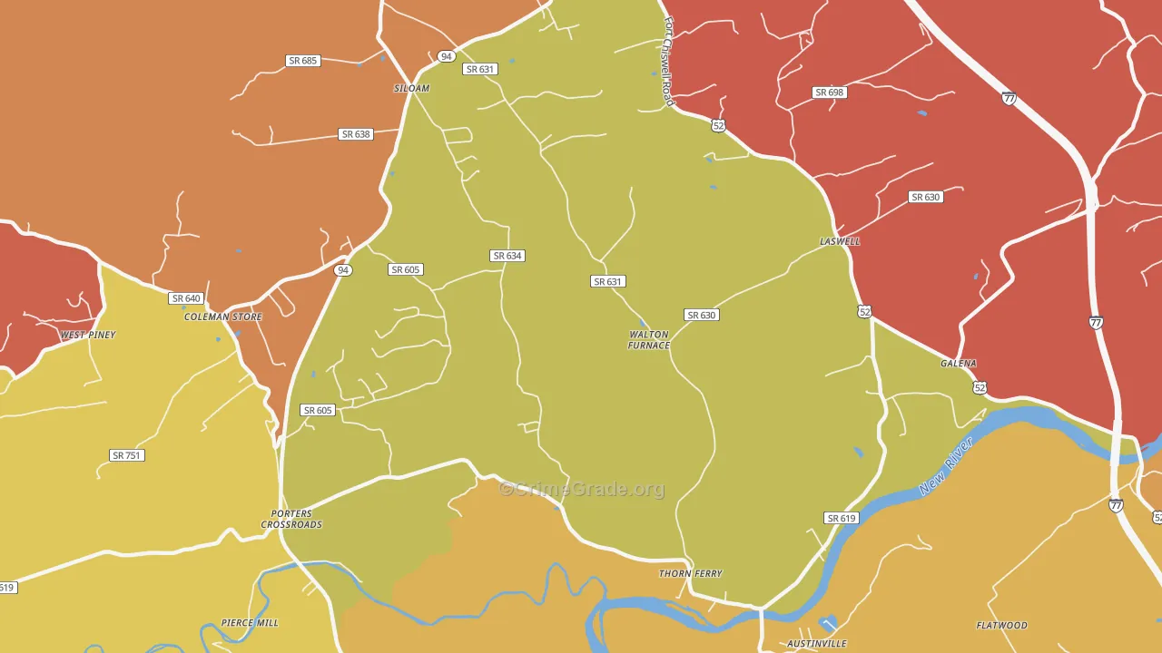 Walton Furnace, VA Map of Drug-Related Crime Rates