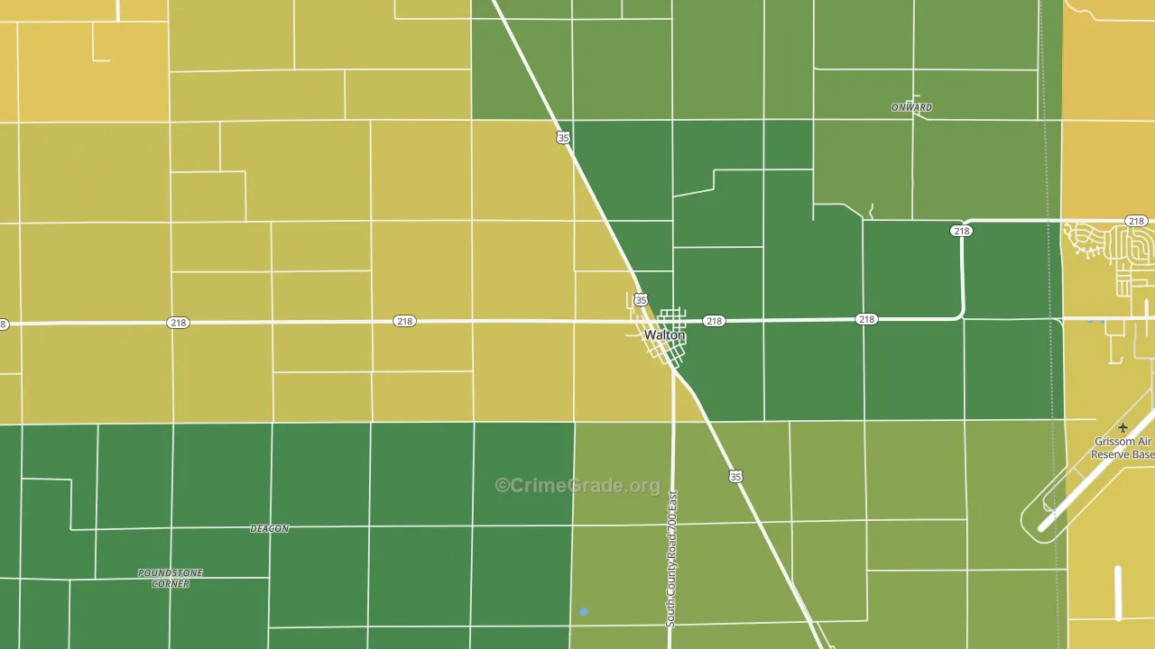 Walton, IN Map of Drug-Related Crime Rates
