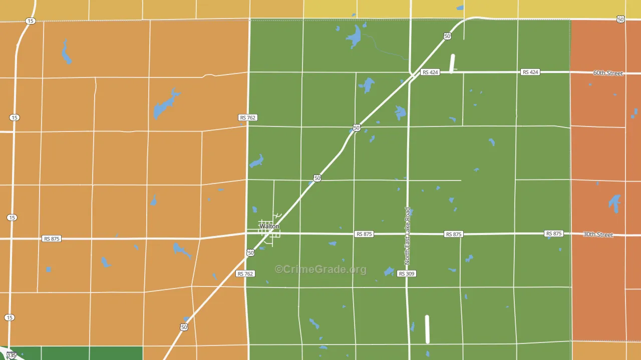 Walton, KS Map of Drug-Related Crime Rates