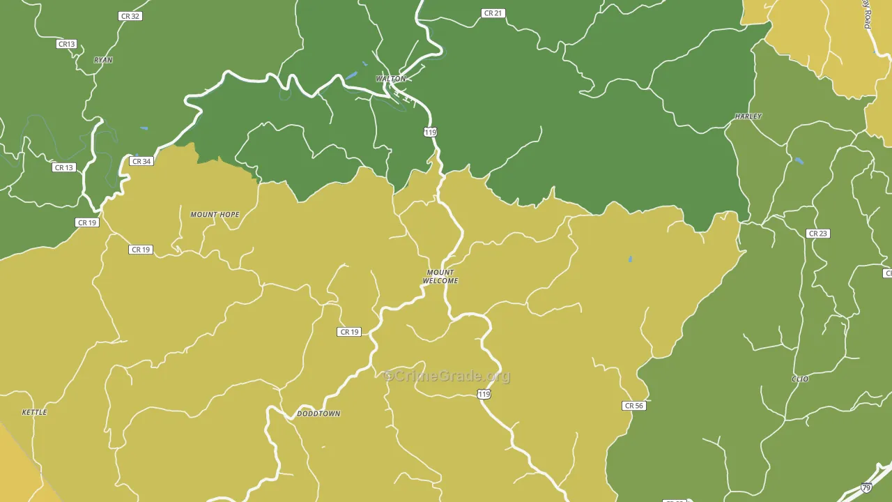 Walton, WV Map of Drug-Related Crime Rates