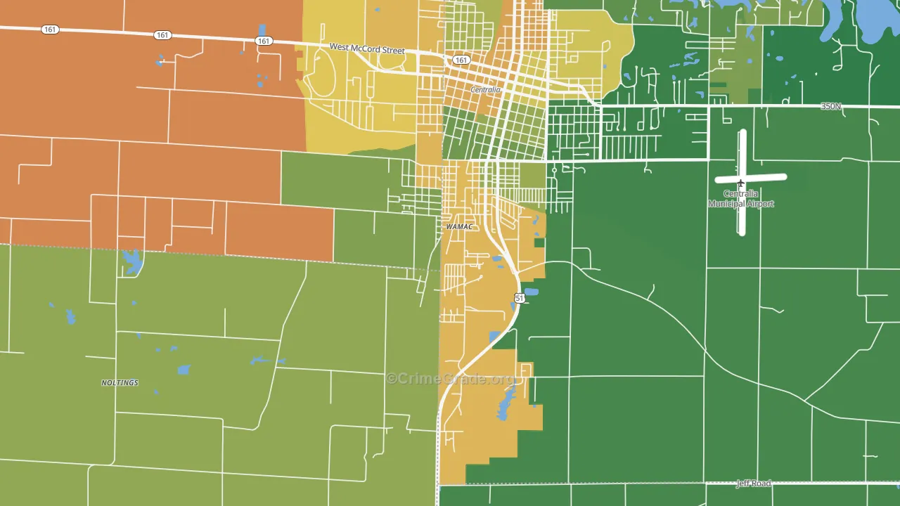 Wamac, IL Map of Drug-Related Crime Rates