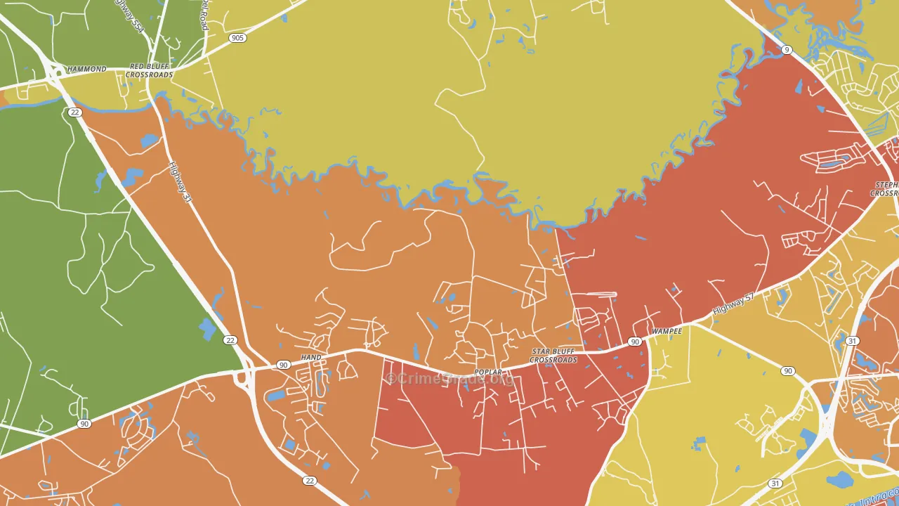 Wampee, SC Map of Drug-Related Crime Rates