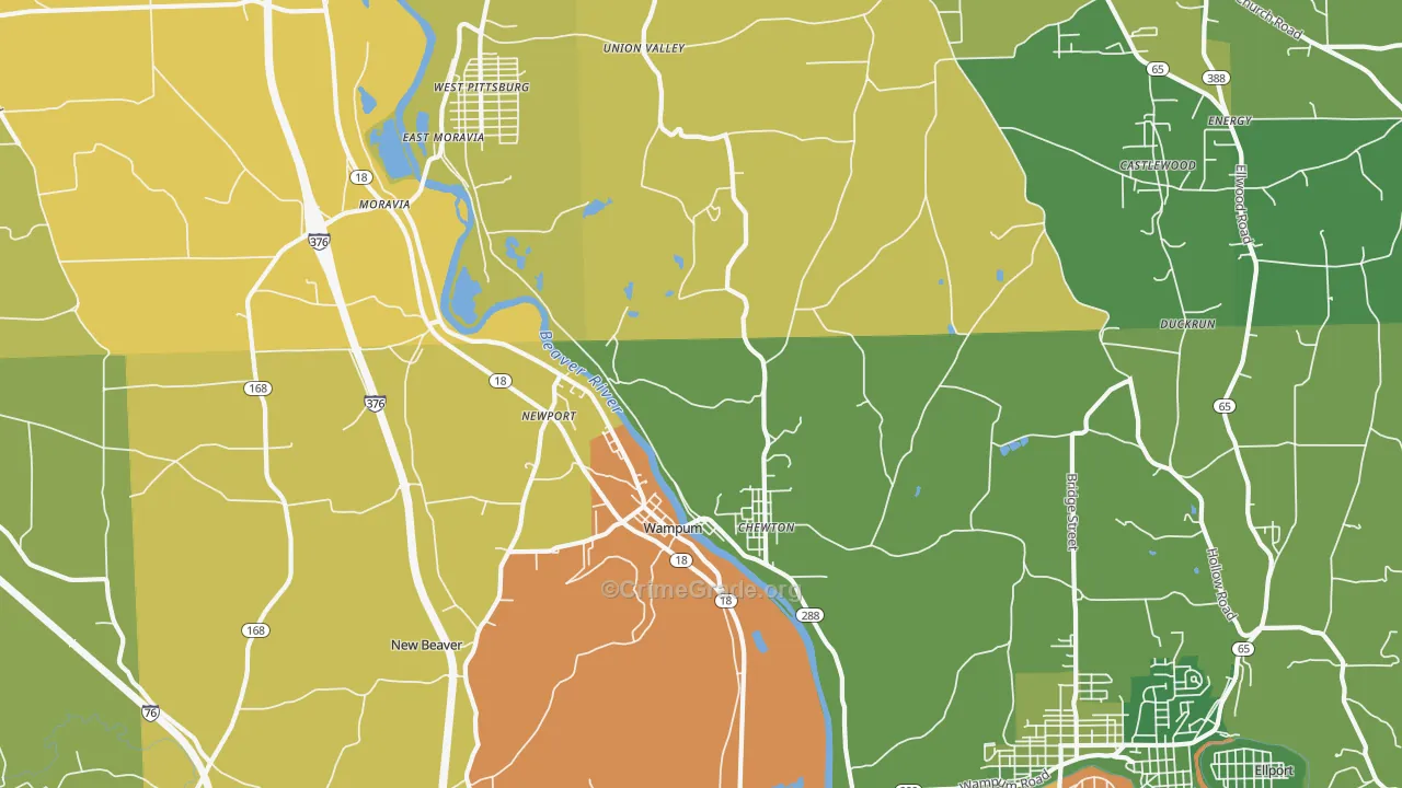 Wampum, PA Map of Drug-Related Crime Rates