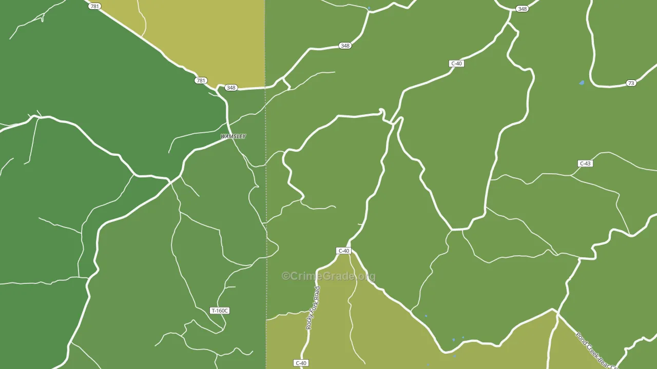 Wamsley, OH Map of Drug-Related Crime Rates