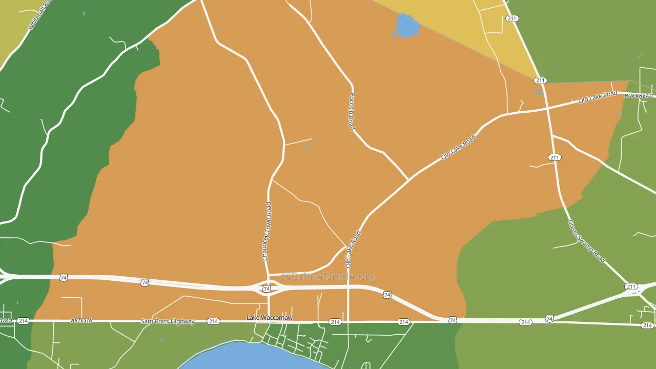 Wananish, NC Map of Drug-Related Crime Rates