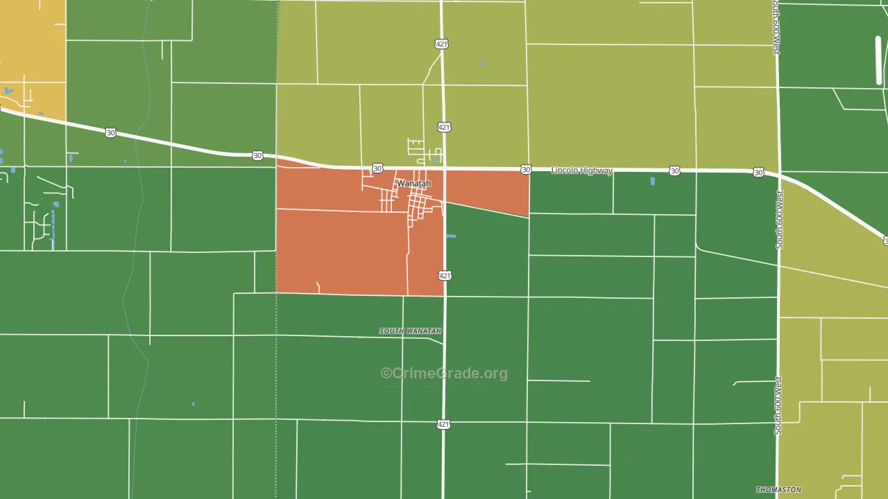 Wanatah, IN Map of Drug-Related Crime Rates