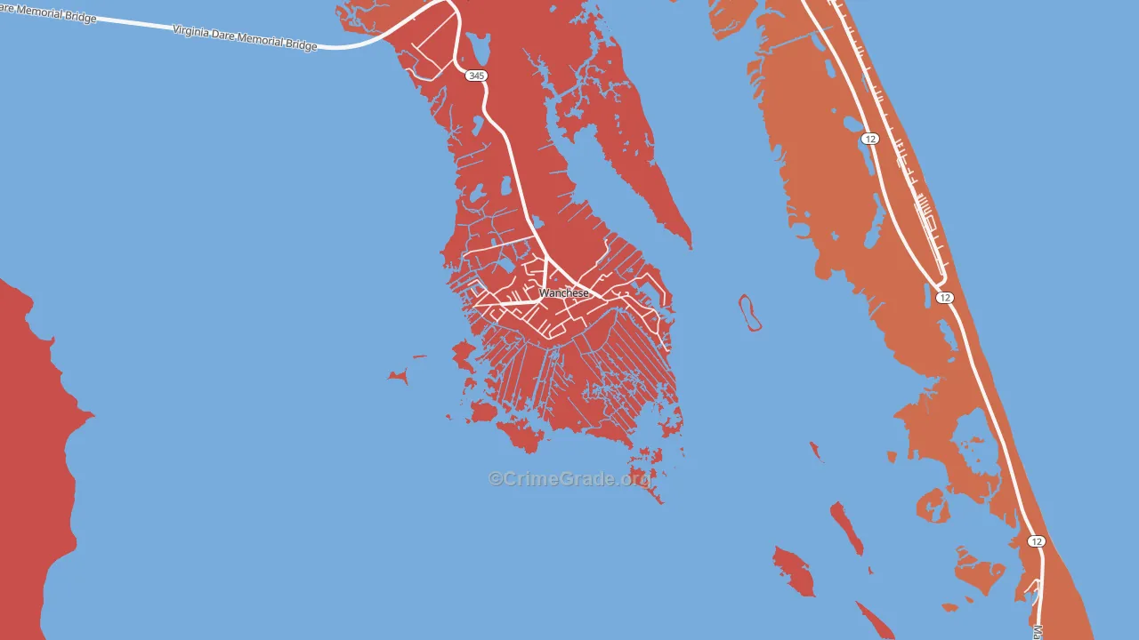 Wanchese, NC Map of Drug-Related Crime Rates
