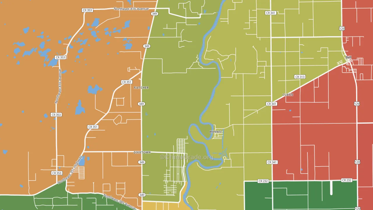 Wannee, FL Map of Drug-Related Crime Rates