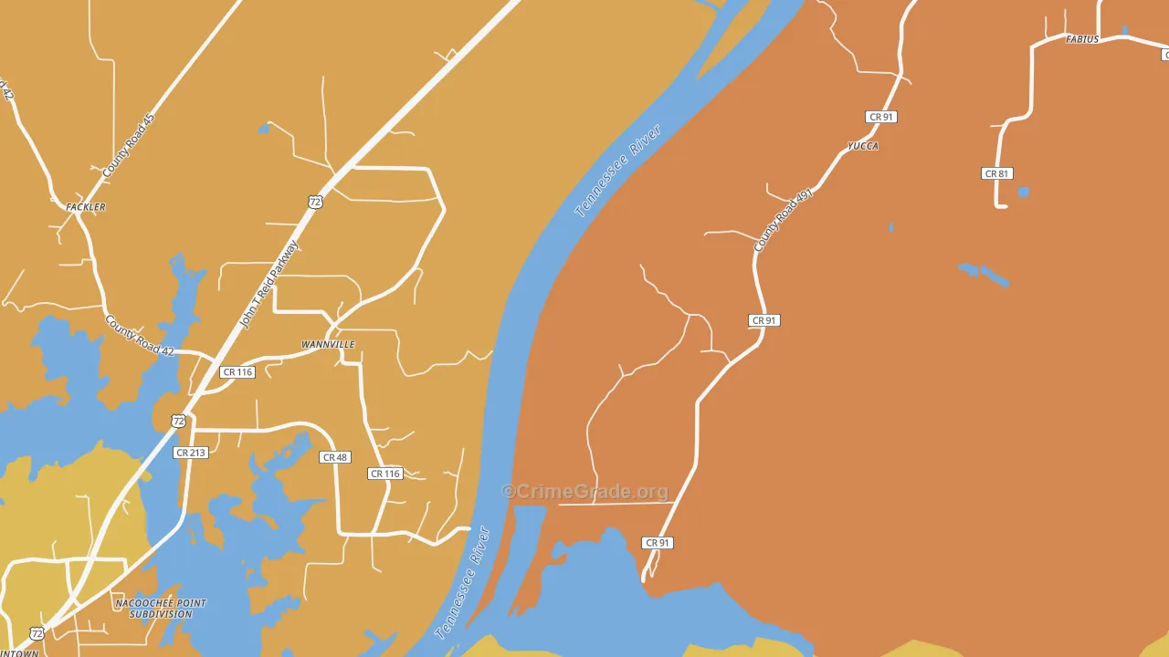 Wannville, AL Map of Drug-Related Crime Rates