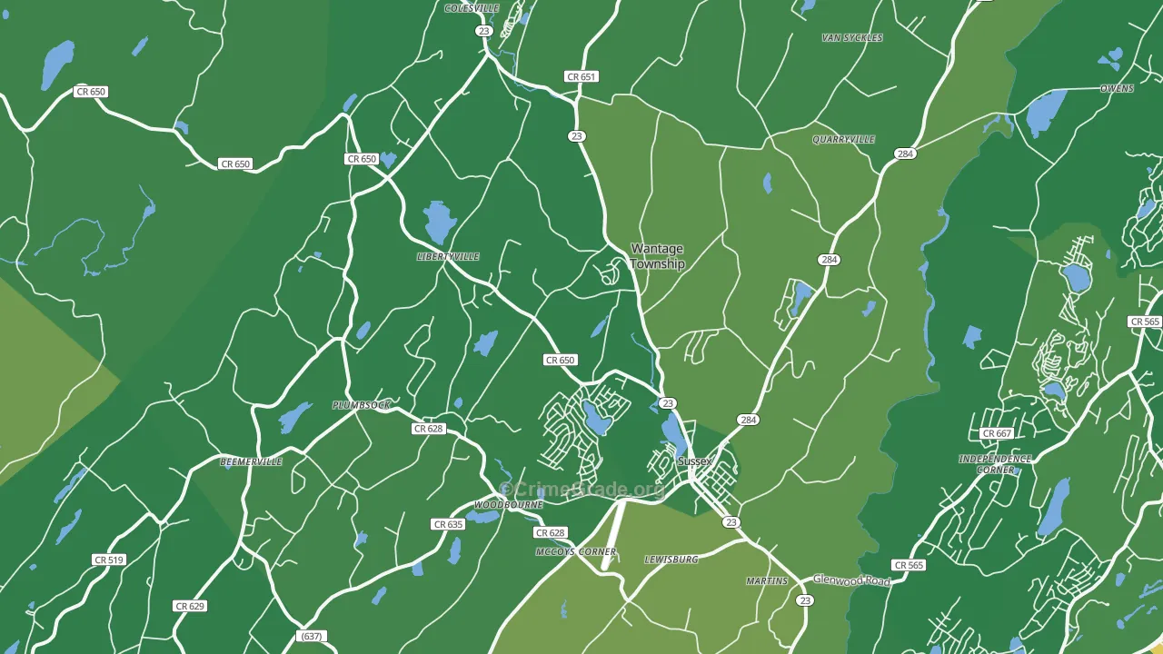 Wantage, NJ Map of Drug-Related Crime Rates