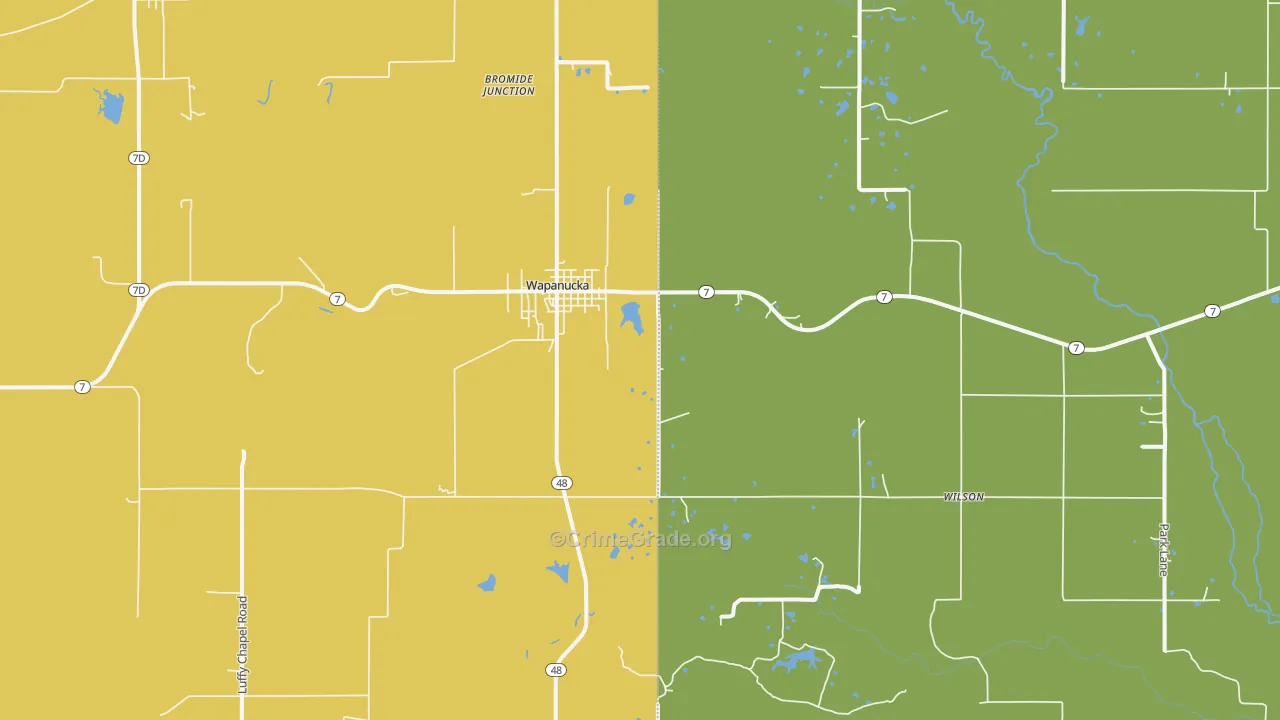Wapanucka, OK Map of Drug-Related Crime Rates