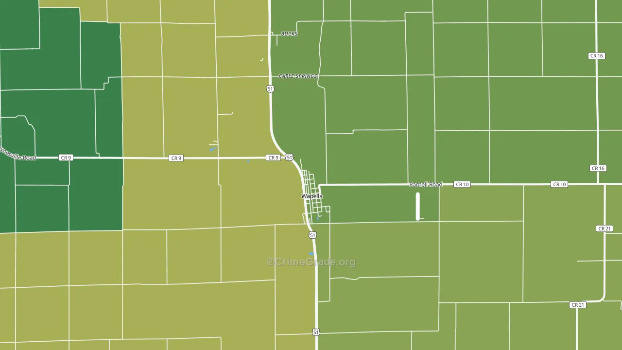 Wapella, IL Map of Drug-Related Crime Rates