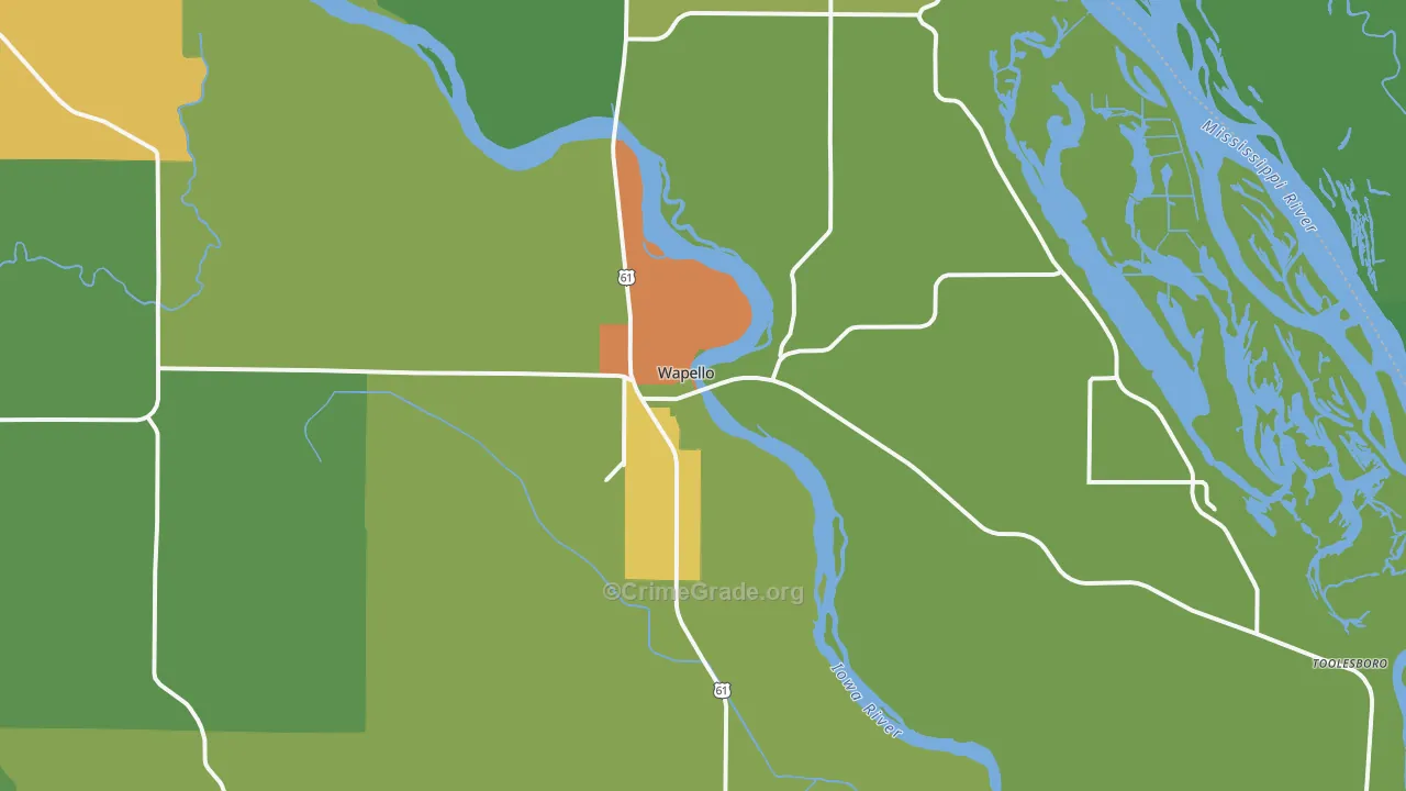 Wapello, IA Map of Drug-Related Crime Rates