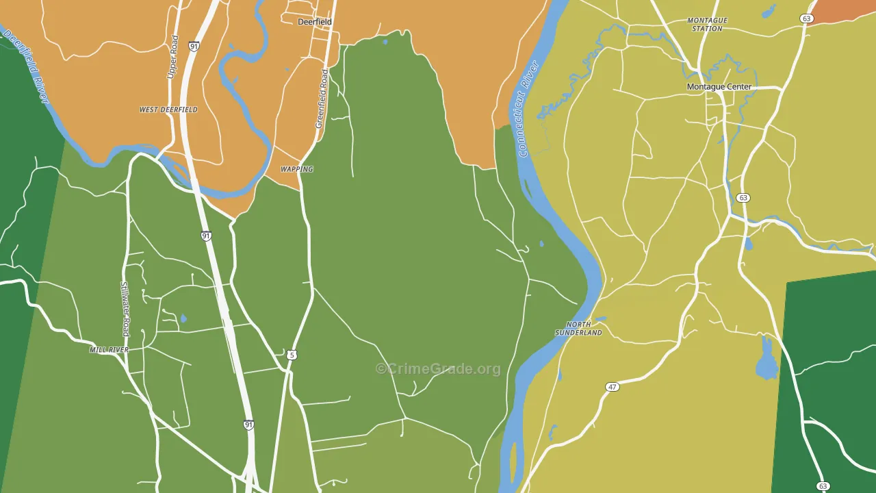 Wapping, MA Map of Drug-Related Crime Rates