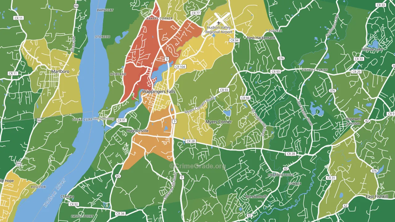 Wappingers Falls, NY Map of Drug-Related Crime Rates