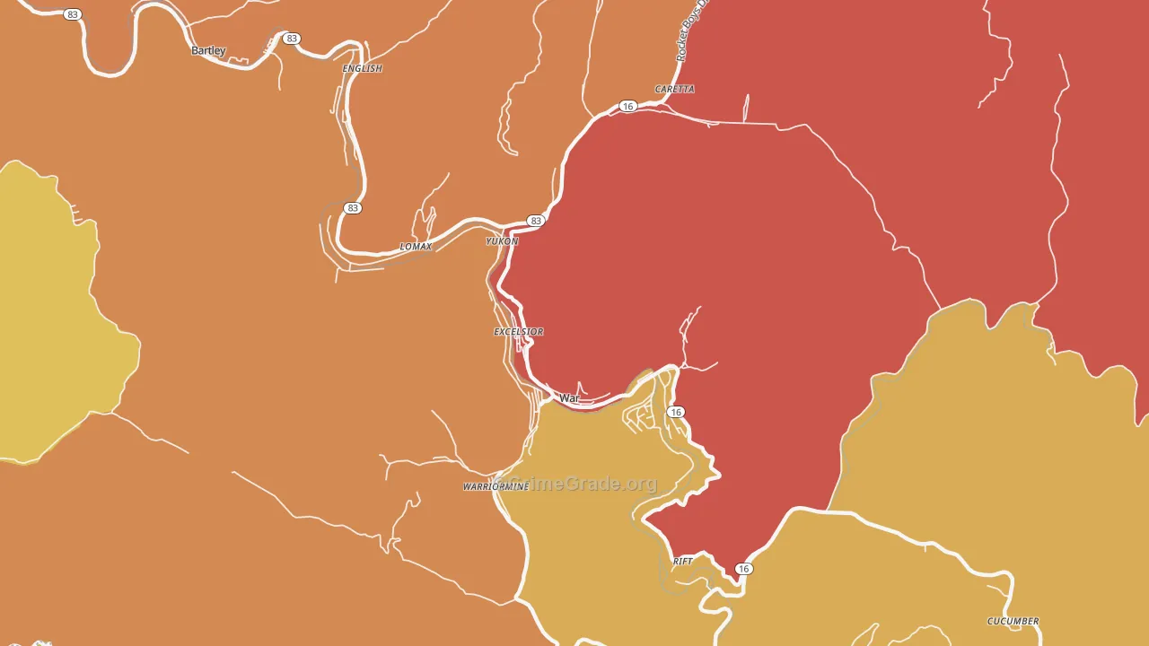 War, WV Map of Drug-Related Crime Rates