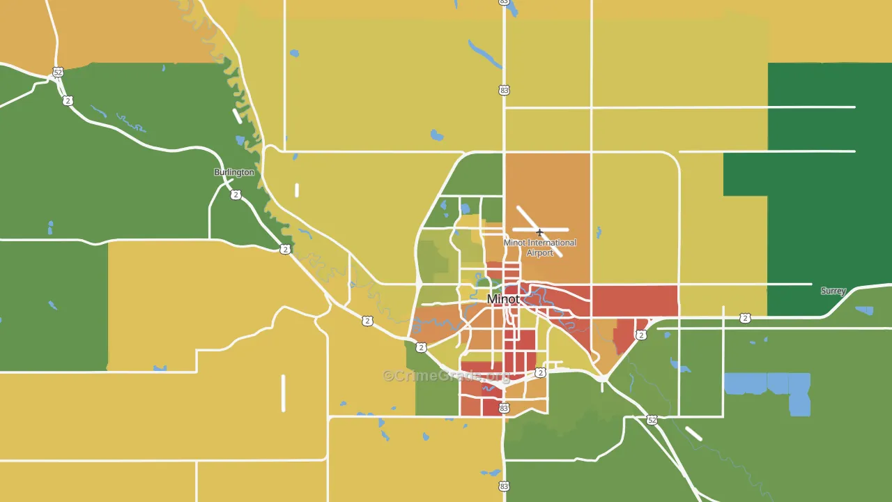 Ward County, ND Map of Drug-Related Crime Rates