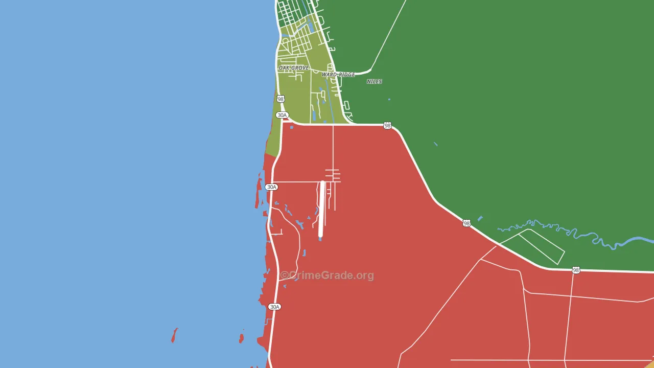 Ward Ridge, FL Map of Drug-Related Crime Rates