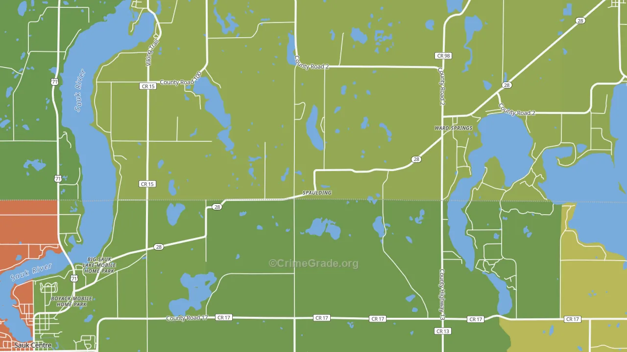 Ward Springs, MN Map of Drug-Related Crime Rates