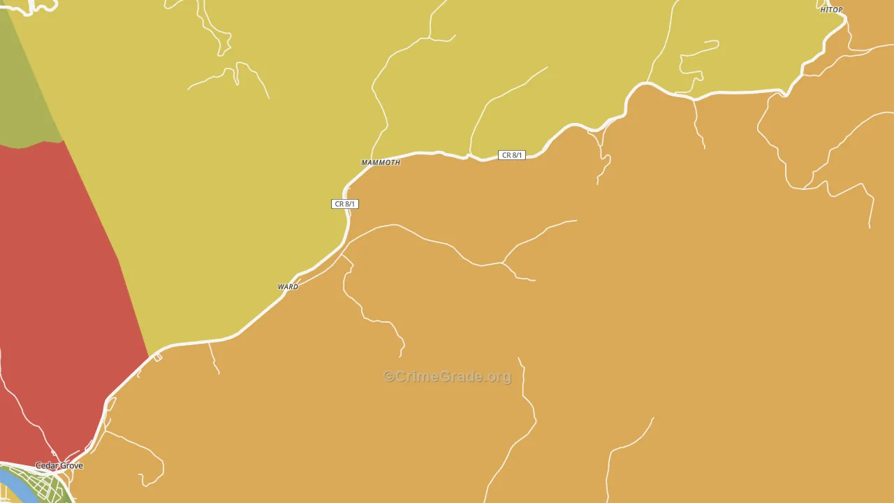 Ward, WV Map of Drug-Related Crime Rates