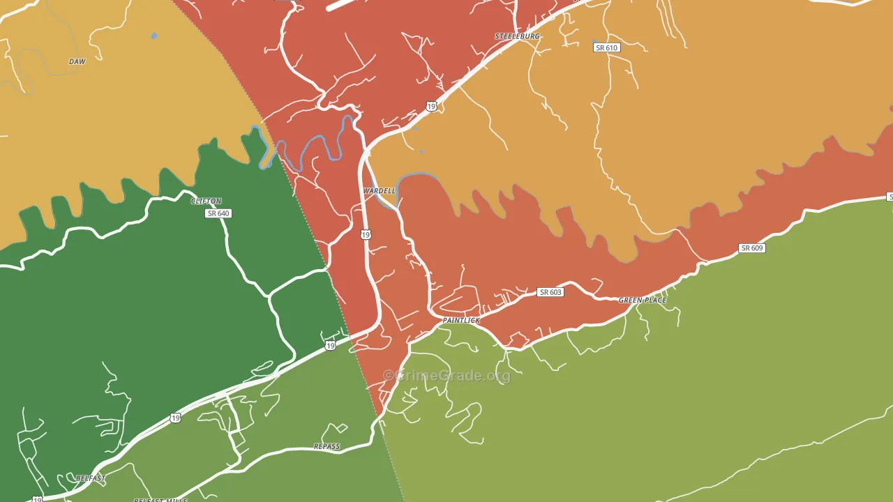 Wardell, VA Map of Drug-Related Crime Rates