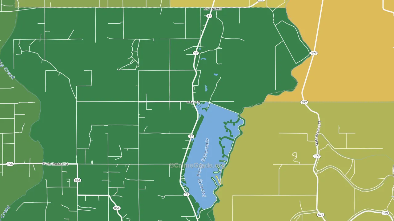 Warden, LA Map of Drug-Related Crime Rates