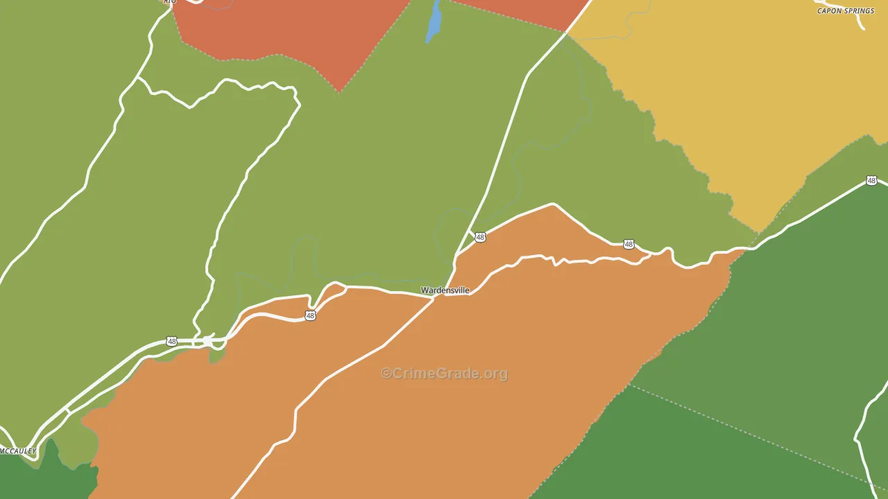 Wardensville, WV Map of Drug-Related Crime Rates