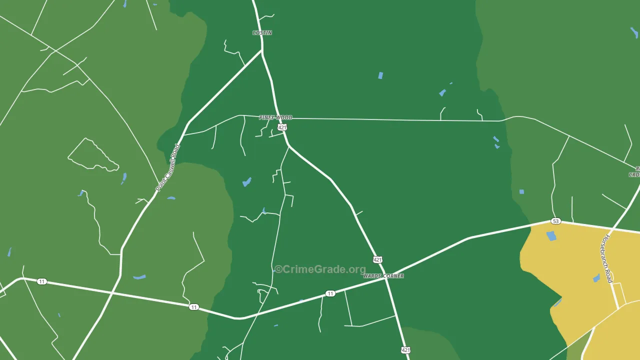 Wards Corner, NC Map of Drug-Related Crime Rates