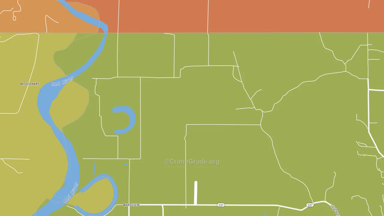 Wardview, LA Map of Drug-Related Crime Rates