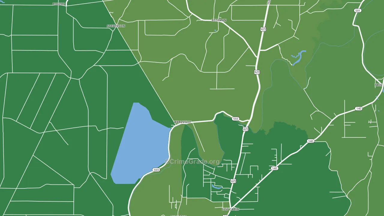 Wardville, LA Map of Drug-Related Crime Rates