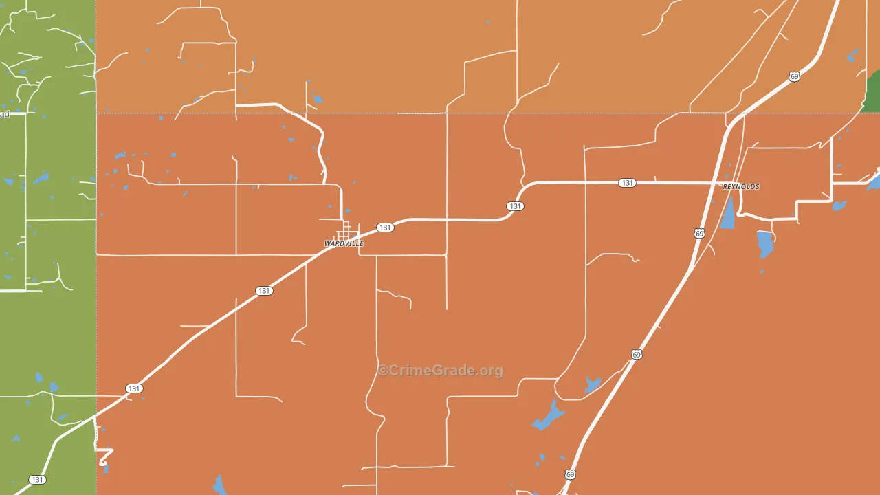 Wardville, OK Map of Drug-Related Crime Rates
